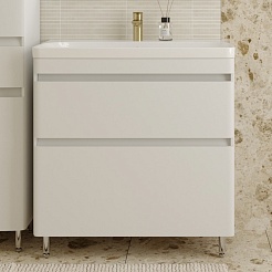 Style Line Тумба с раковиной напольная Атлантика 80, Люкс, антискрейч, PLUS – фотография-2